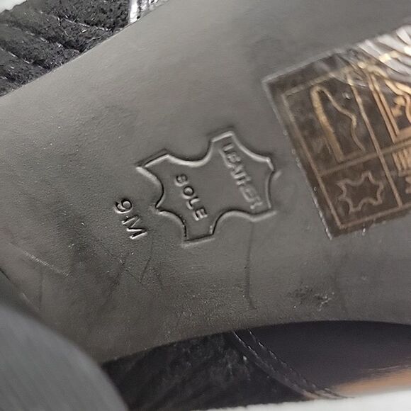 TORY BURCH Rowan Black leather Sock Booties block heel Women's 9M READ - Picture 11 of 11